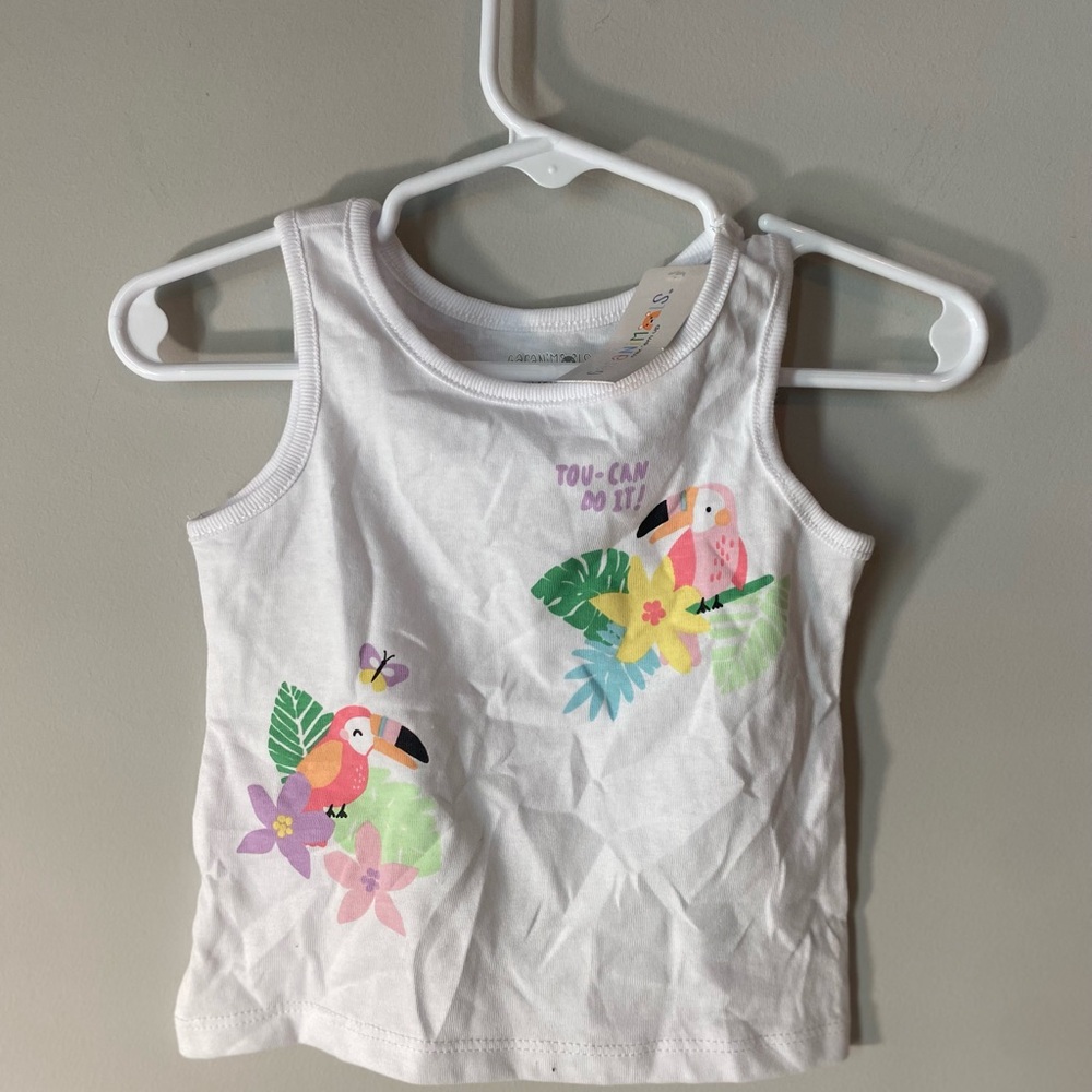 Garanimals White Tank Top with Tropical Print